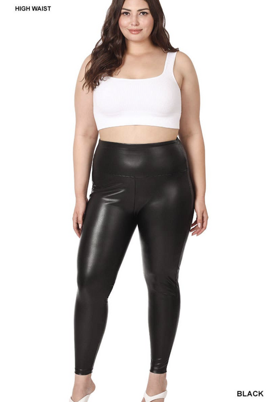 Plus Size Faux Leather Leggings Pamela Custom Boutitque