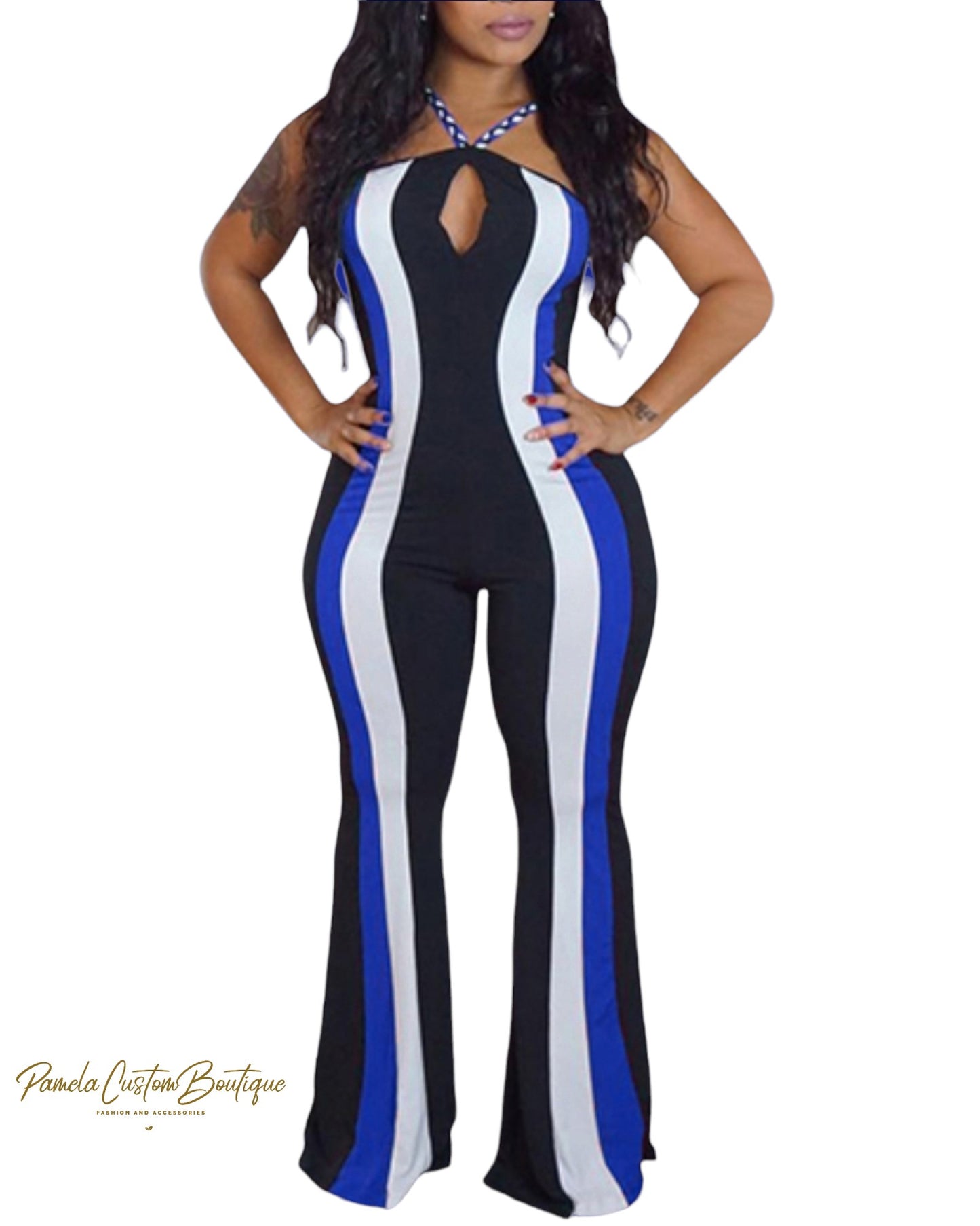 Peek a Pooh Striped Jumpsuit Pamela Custom Boutique