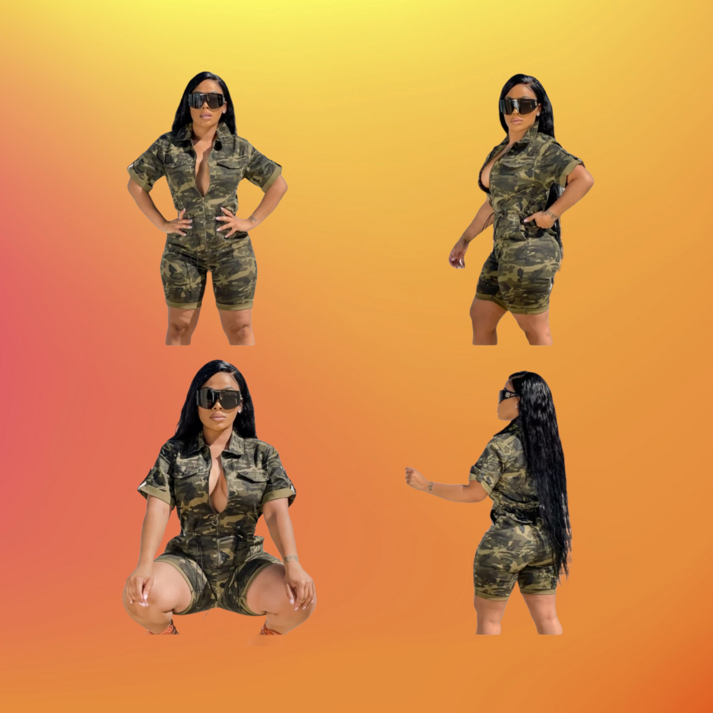 PLUS size Camo Short Romper Pamela Custom Boutique 