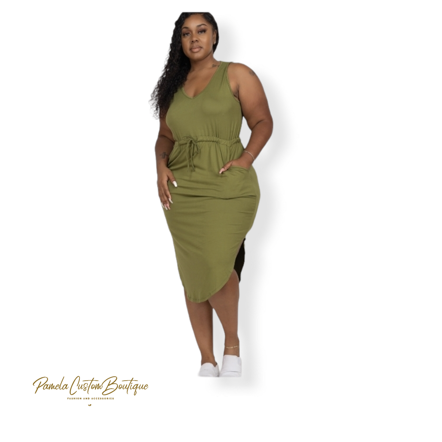 Drawstring Midi Dress Pamela Custom Boutique 