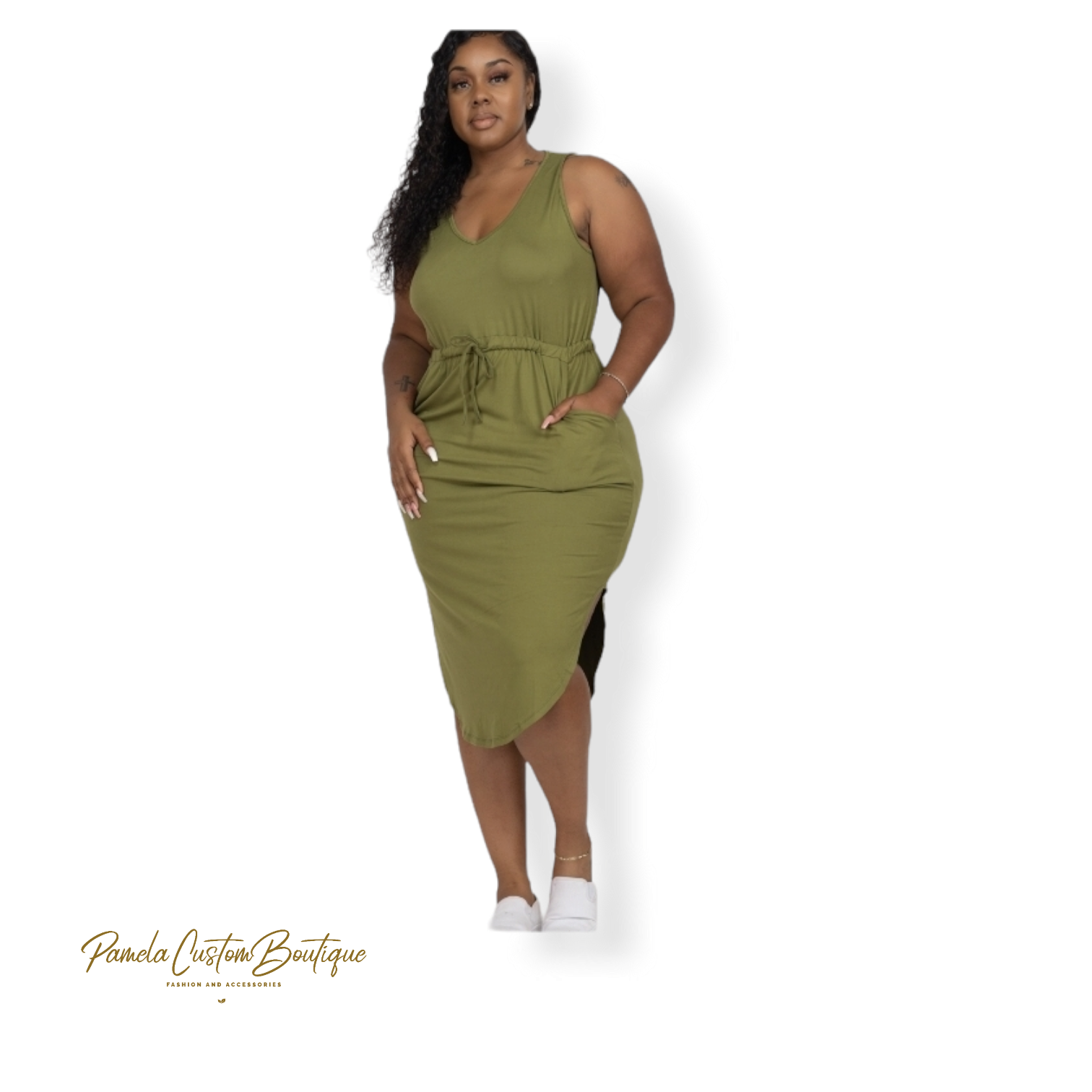 Drawstring Midi Dress Pamela Custom Boutique 